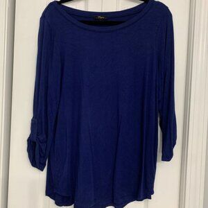 cupio blue long sleeve shirt.  longer length to wear with leggings